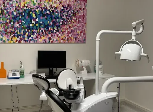 Dental chair in a calm treatment room